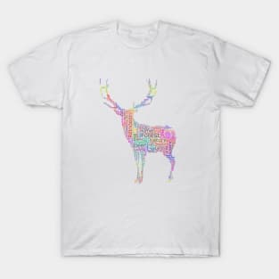 Reindeer Animal Wildlife Text Word Cloud T-Shirt